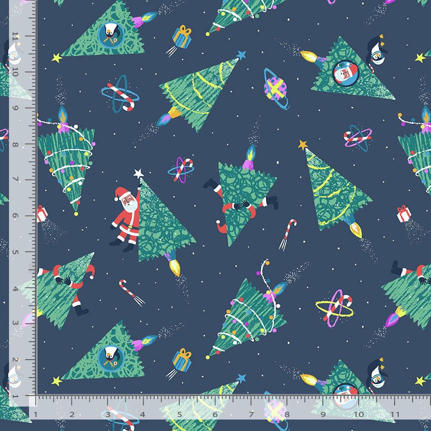 STELLA-D3199-NAVY Christmas Space Fabric