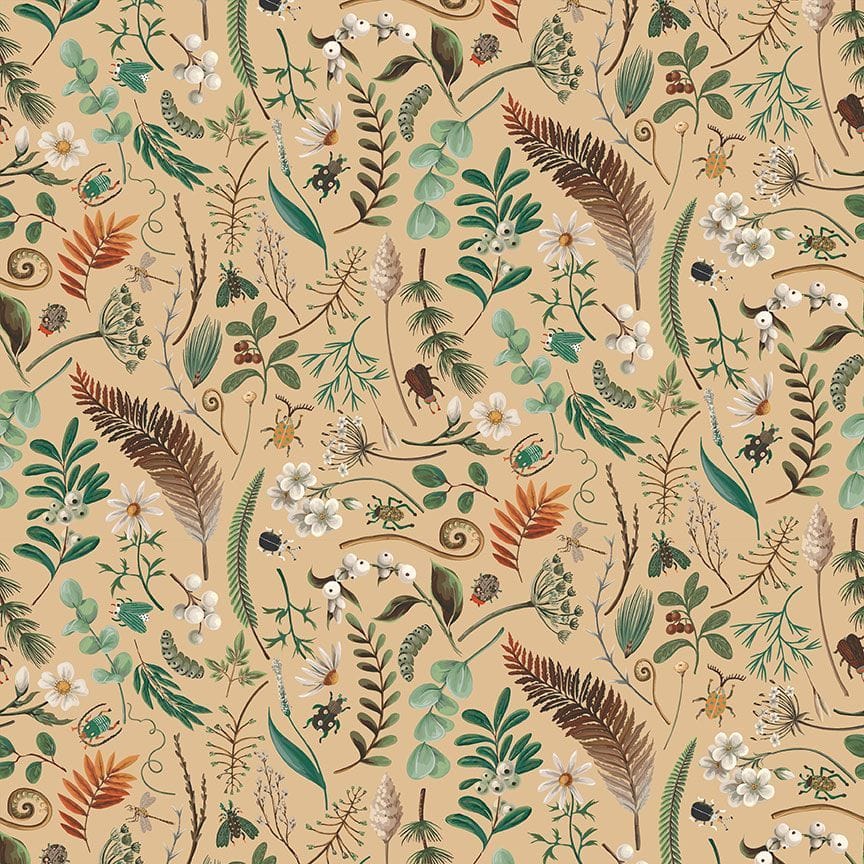 Moth to a Flame by Dear Stella - Nocturnal Bloom, Dawn Moth to a Flame by Dear Stella - Nocturnal Bloom, Dawn Cotton Fabric