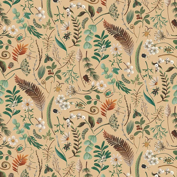 Moth to a Flame by Dear Stella - Nocturnal Bloom, Dawn Moth to a Flame by Dear Stella - Nocturnal Bloom, Dawn Cotton Fabric