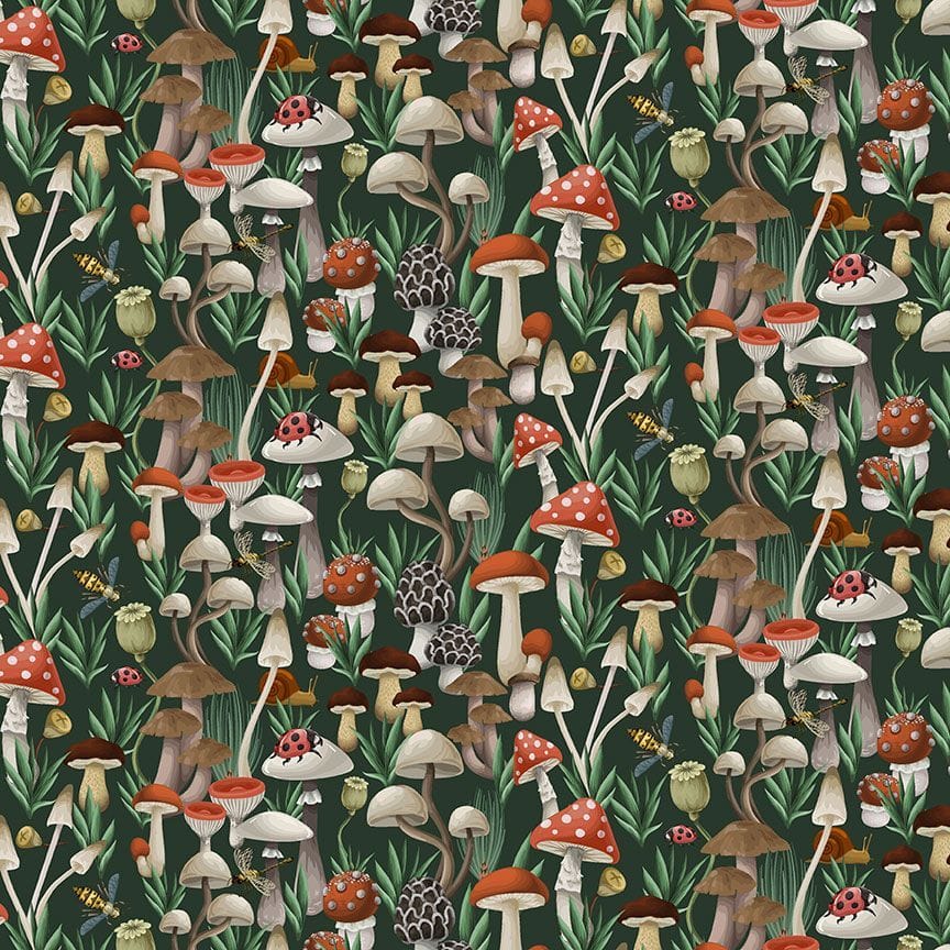 Moth to a Flame by Dear Stella - The Fungi Kingdom, Forest Moth to a Flame by Dear Stella - The Fungi Kingdom, Forest Fabric