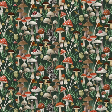 Moth to a Flame by Dear Stella - The Fungi Kingdom, Forest Moth to a Flame by Dear Stella - The Fungi Kingdom, Forest Fabric