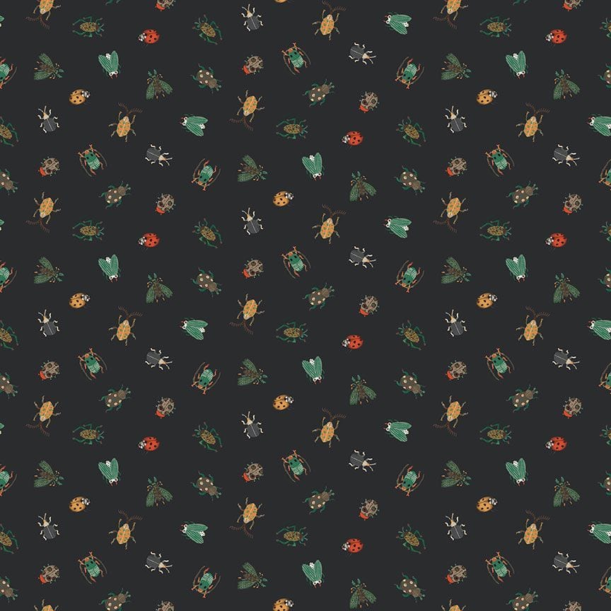 Moth to a Flame by Dear Stella - Tiny Wonders, Midnight Moth to a Flame by Dear Stella - Tiny Wonders, Midnight Cotton Fabric