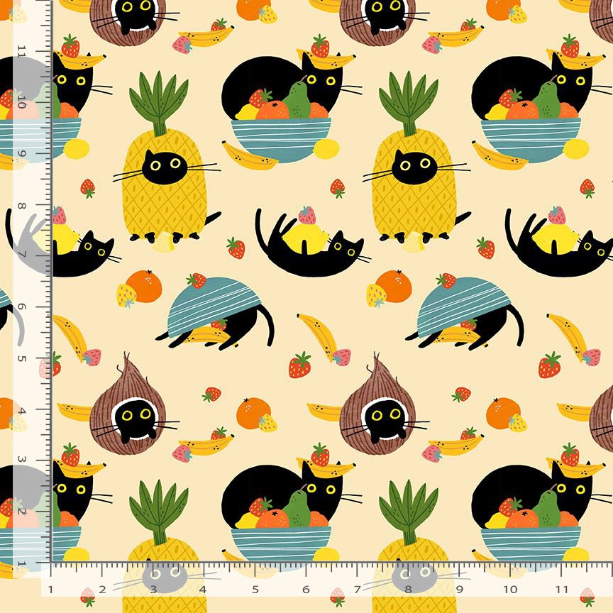 Furruit Cocktail by Leezaworks - Cats in the Furruit Bowl, Cream