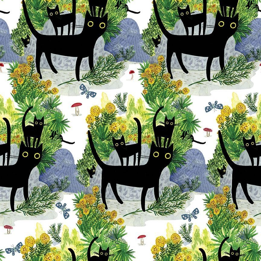 Catwalk by Leezaworks - Catwalk, White Catwalk by Leezaworks Cat Fabric - Catwalk, White | Dear Stella