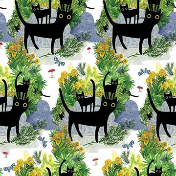 Catwalk by Leezaworks - Catwalk, White Catwalk by Leezaworks Cat Fabric - Catwalk, White | Dear Stella