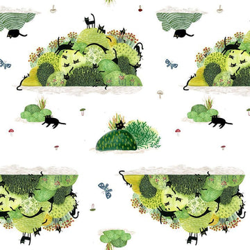Catwalk by Leezaworks - Ambushed, White Catwalk by Leezaworks Cat Fabric - Ambushed, White | Dear Stella