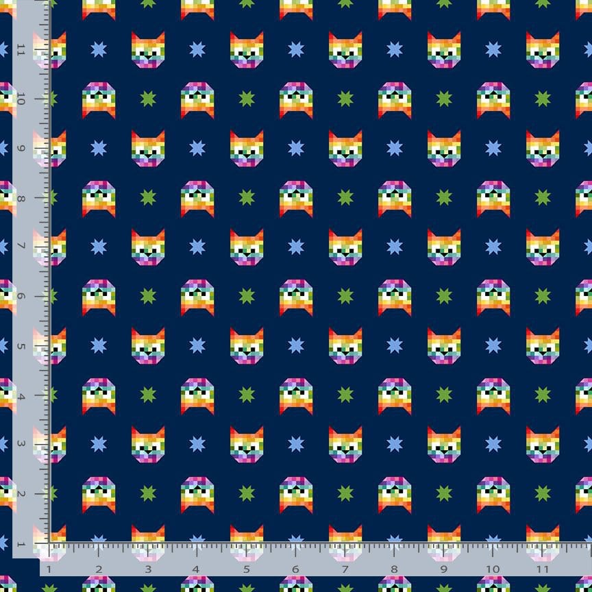Meowter Space by Pammie Jane - Laser Cat, Navy Meowter Space by Pammie Jane - Laser Cat, Navy