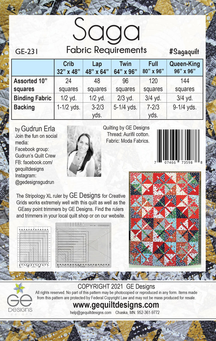 Saga Quilt Pattern by GE Designs