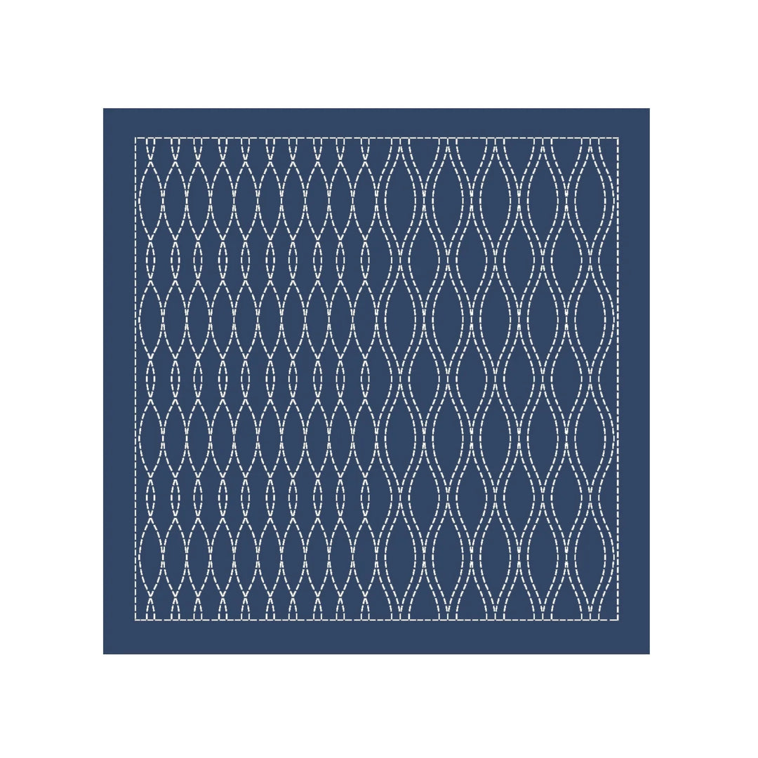 Sashiko Preprinted Fabric Nagomi- Tatewaku Navy