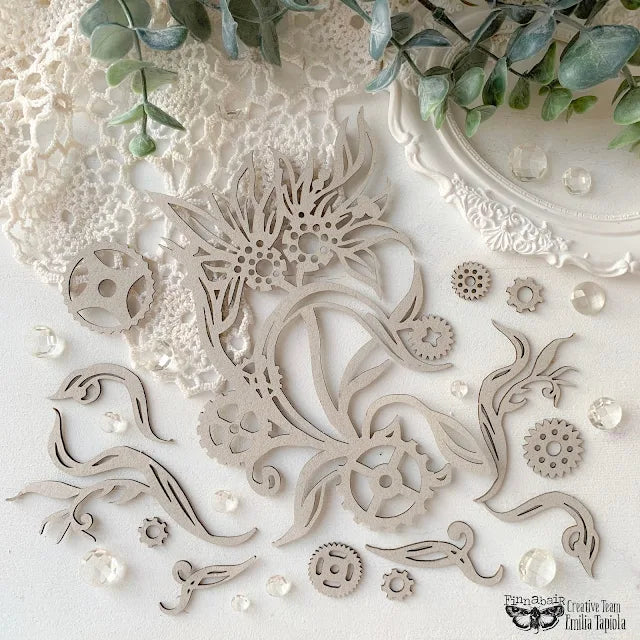 Finnabair Decorative Chipboard: Steampunk Blooms (14 pcs)