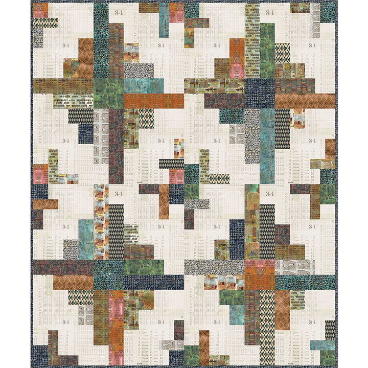 StoneHenge quilt pattern with textured fabric blocks