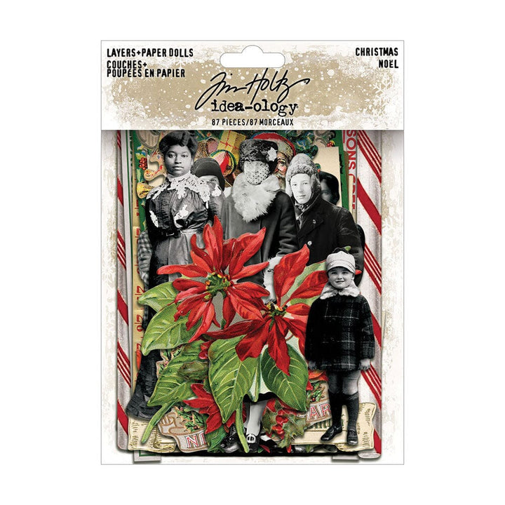 Christmas Layers and Paper Dolls by Tim Holtz, Idea-ology, 87 pcs. Tim Holtz Vintage Christmas Paper Dolls & Layers | Mixed Media Collage Pack | 87 pcs.