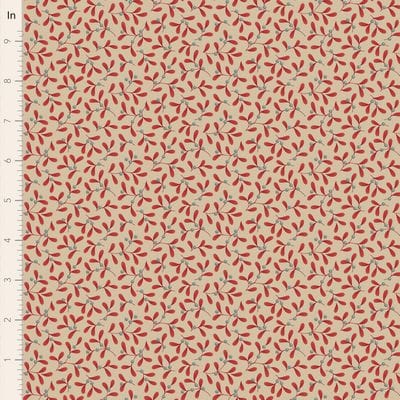Red leaves on beige background