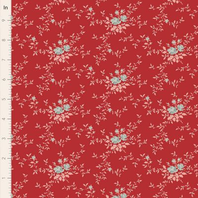 Red floral fabric pattern