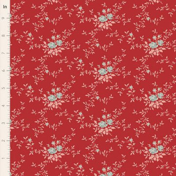Red floral fabric pattern