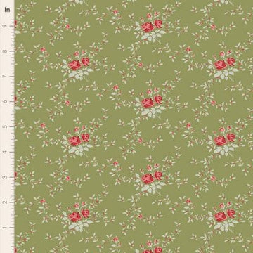 green floral rose pattern