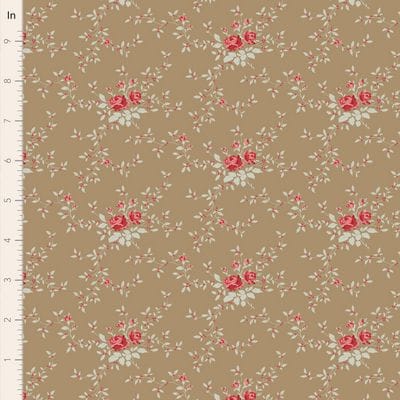 Brown floral rose fabric pattern