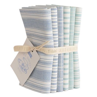 Tilda Woven Tea Towel Fat Quarter Bundle (6 pcs) Blue/Teal