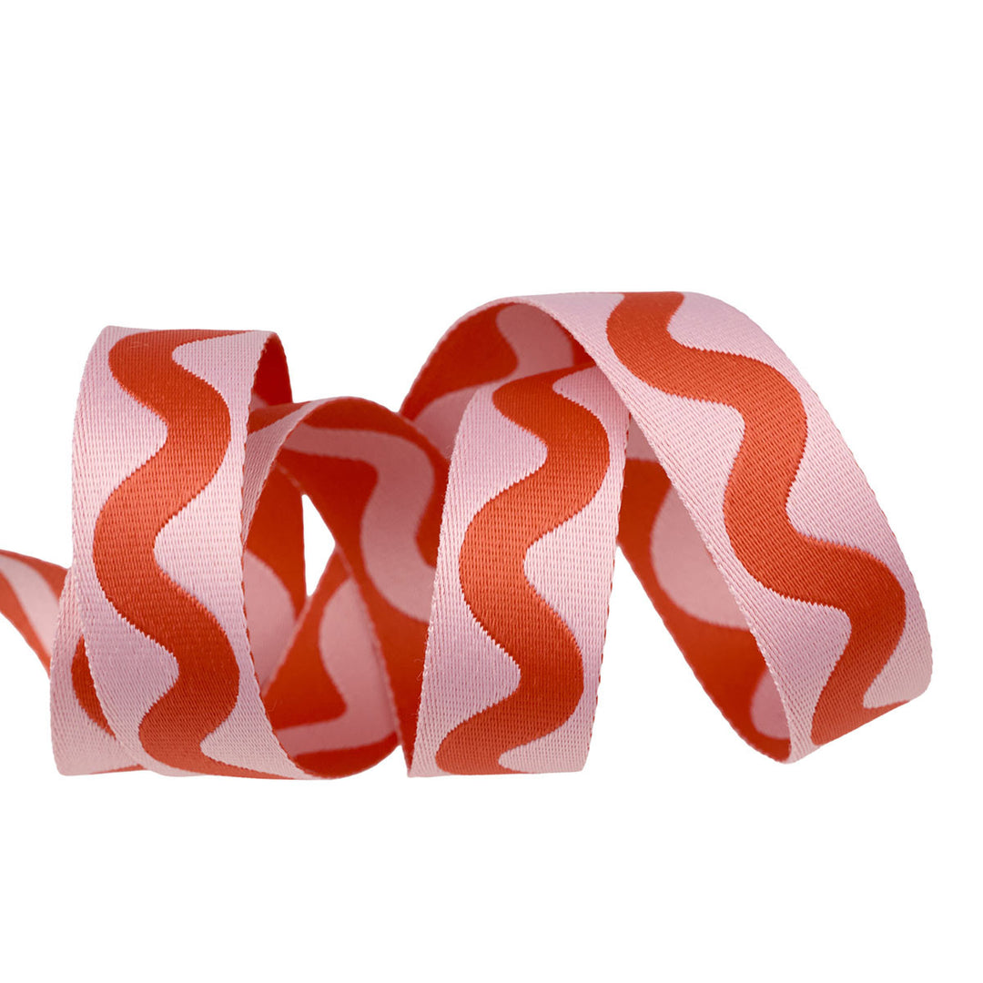 Tula Pink Webbing, 1 in. wide, Corall-e Sold Per Yard