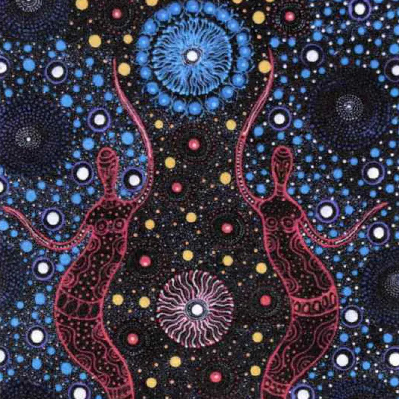 Two Sisters Collecting Blue Two Sisters Collecting Blue | Australian Aboriginal Cotton Fabric