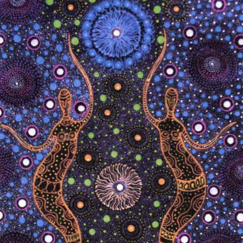 Two Sisters Collecting Purple Two Sisters Collecting Purple | Australian Aboriginal Cotton Fabric