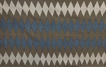 Tenun Gringsing Double Ikat Wall Hanging, Blue & White Diamond Motif – Tenganan Bali Tenun Gringsing Double Ikat, Blue & White Diamond – Artistic Artifacts