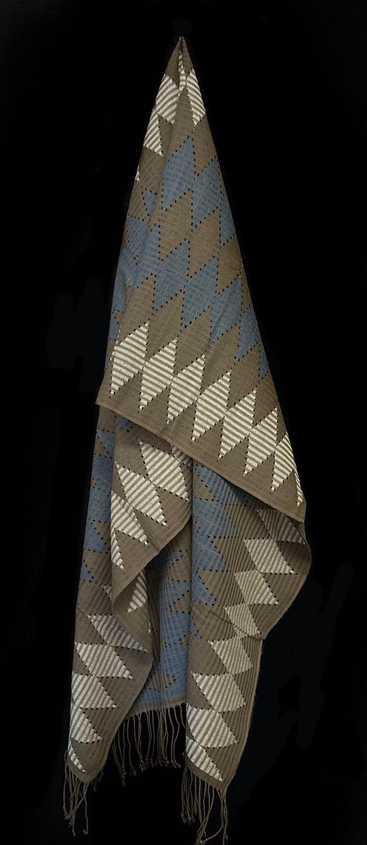 Tenun Gringsing Double Ikat Wall Hanging, Blue & White Diamond Motif – Tenganan Bali Tenun Gringsing Double Ikat, Blue & White Diamond – Artistic Artifacts