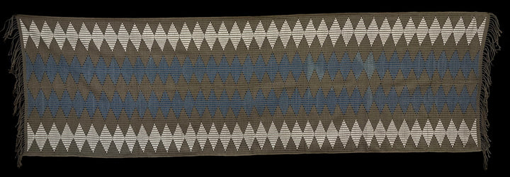 Tenun Gringsing Double Ikat Wall Hanging, Blue & White Diamond Motif – Tenganan Bali Tenun Gringsing Double Ikat, Blue & White Diamond – Artistic Artifacts