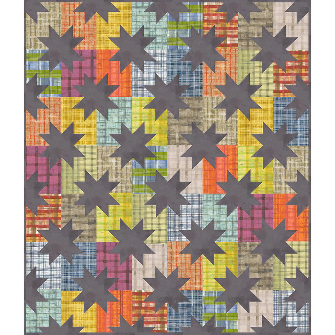 Star Pop Quilt Kit with The Plaid One Fabric Collection by Marcia Derse