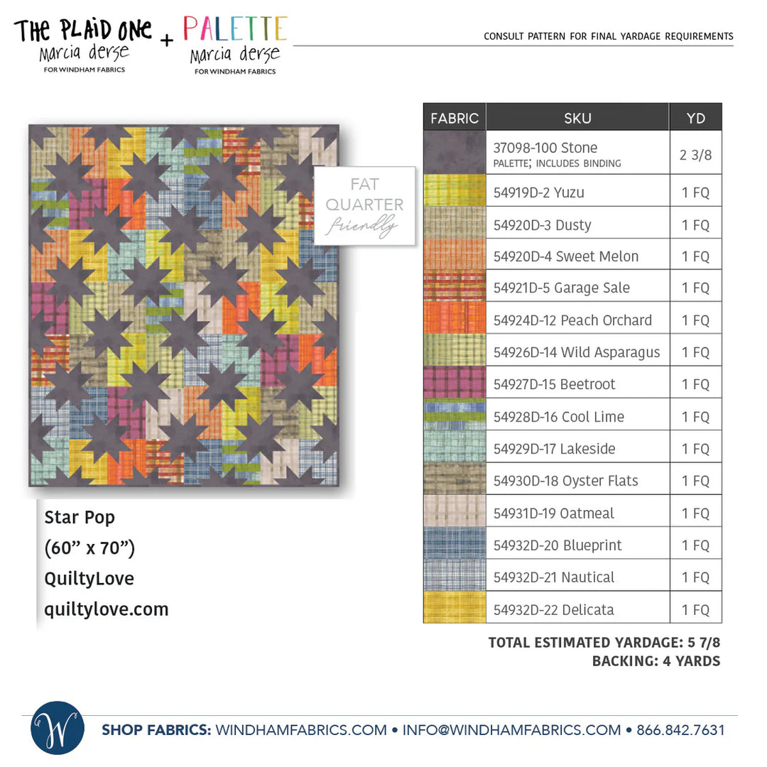 Star Pop Quilt Kit with The Plaid One Fabric Collection by Marcia Derse