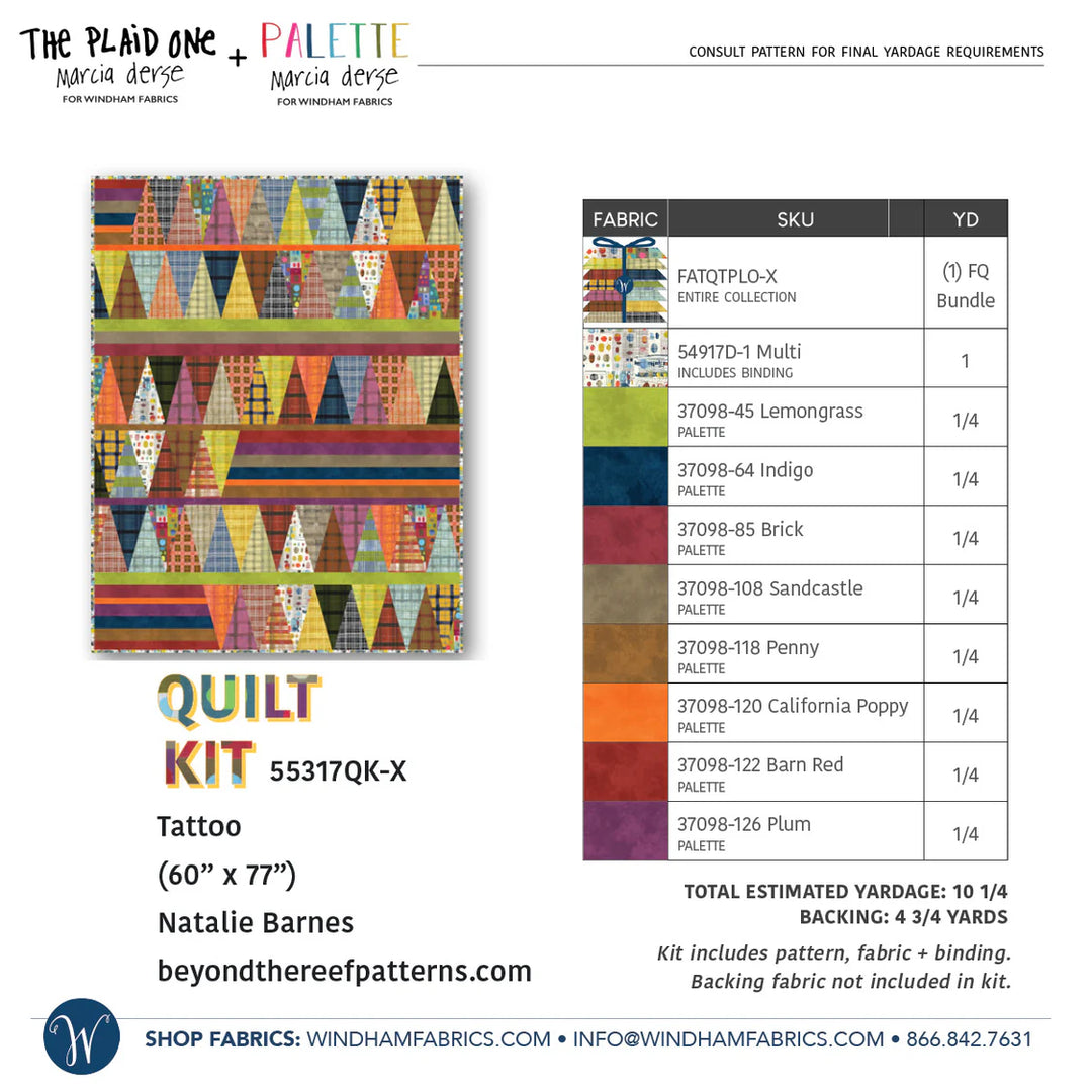 Tattoo Quilt Kit with The Plaid One Fabric Collection by Marcia Derse