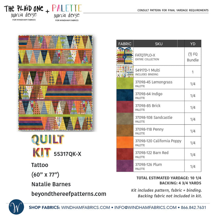 Tattoo Quilt Kit with The Plaid One Fabric Collection by Marcia Derse