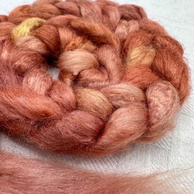 Copper Rose Tussah Silk Limited Edition Roving/Sliver Copper Rose Tussah Silk Limited Edition Roving/Sliver