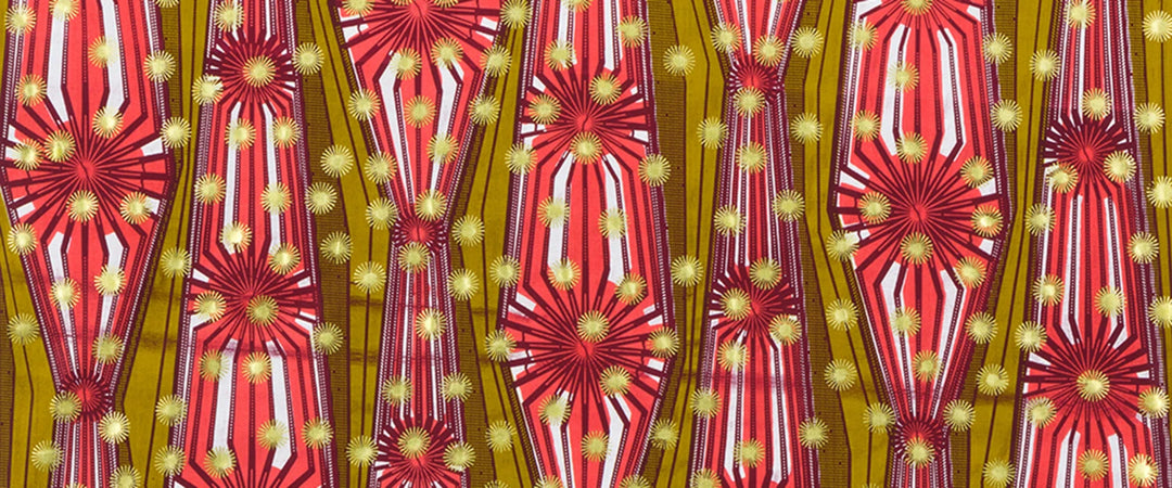 Uniwax Prints from Ivory Coast, Starbursts, Coral