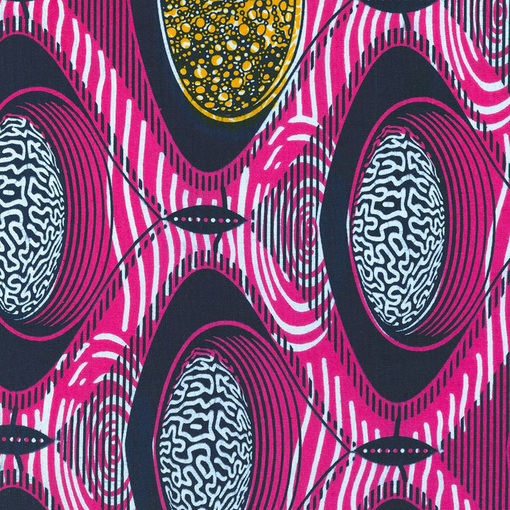 Uniwax Prints from Ivory Coast, Hot Pink with Purple