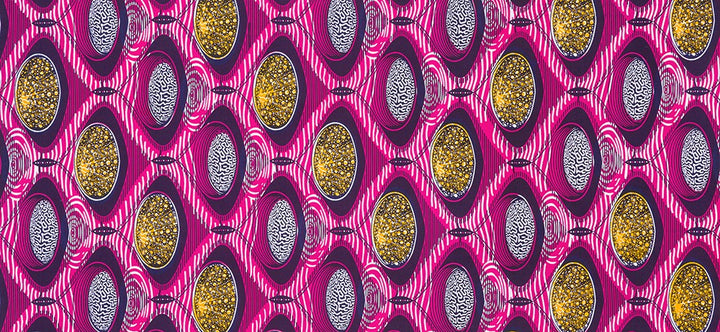 Uniwax Prints from Ivory Coast, Hot Pink with Purple