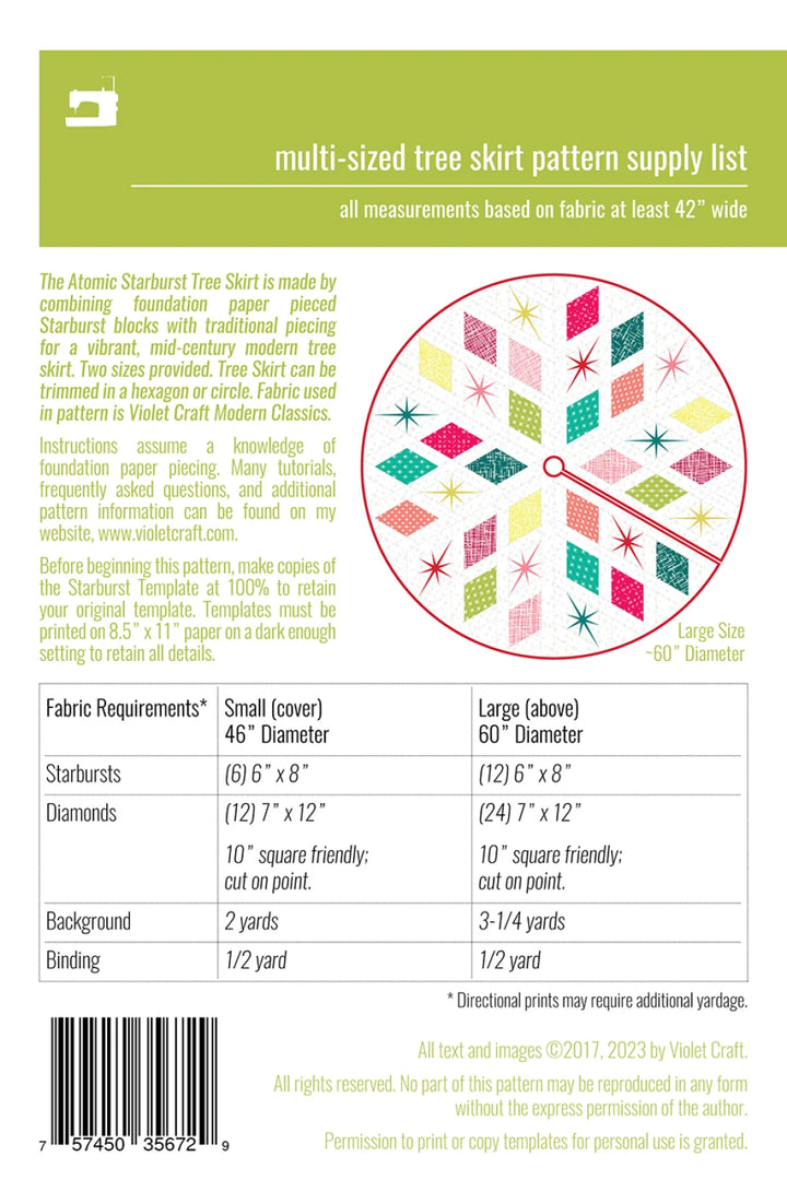 The Atomic Starburst Tree Skirt Pattern