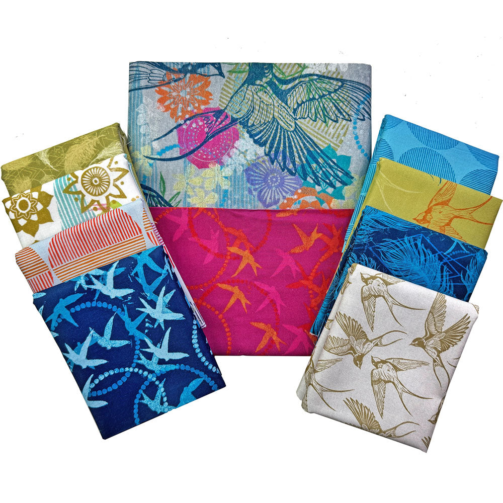 Valori Wells Quilt Kit with bird and floral fabrics