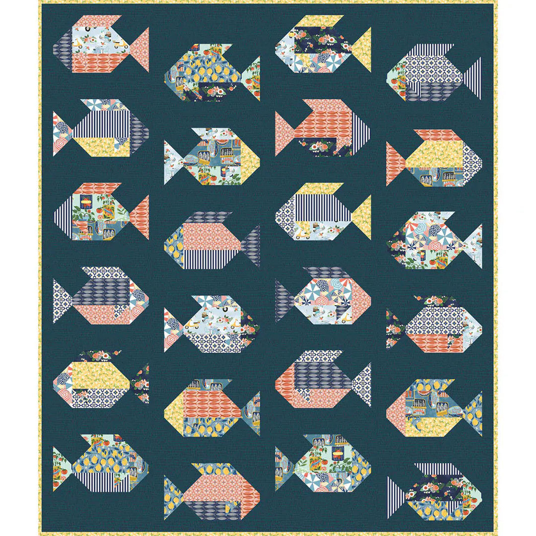 Fish Quilt Kit with Villa Sol fabrics from Jennifer Moore of Monaluna