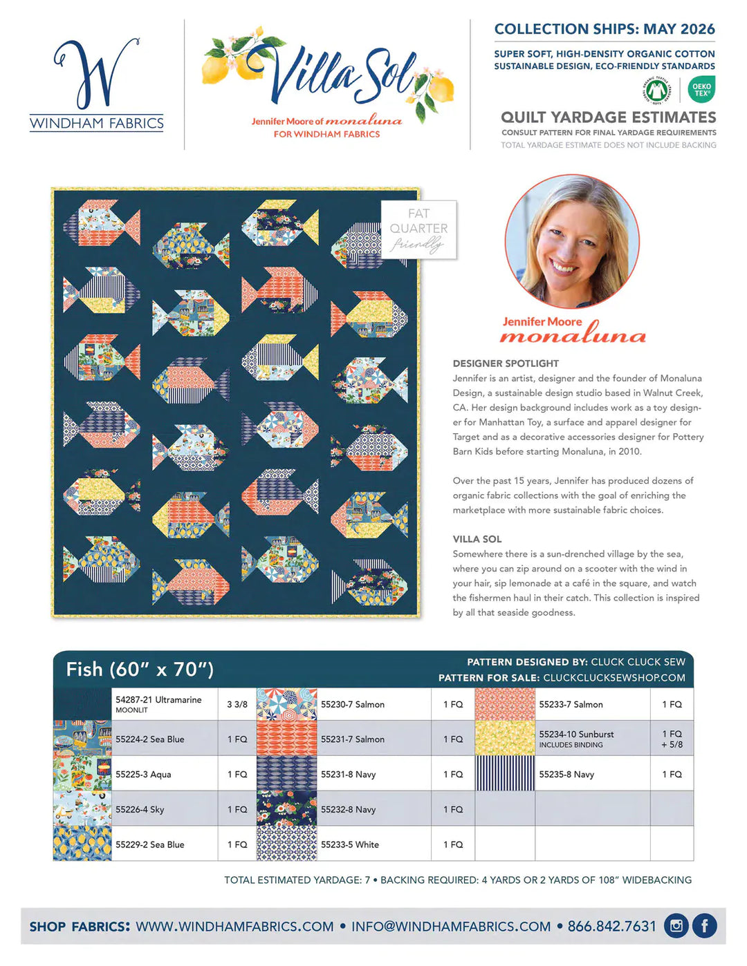 Fish Quilt Kit with Villa Sol fabrics from Jennifer Moore of Monaluna