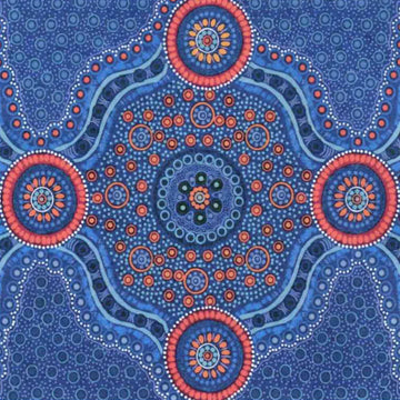Wild Bush Flowers Blue by Layla Campbell Wild Bush Flowers Blue by Layla Campbell - Aboriginal Quilting Fabric