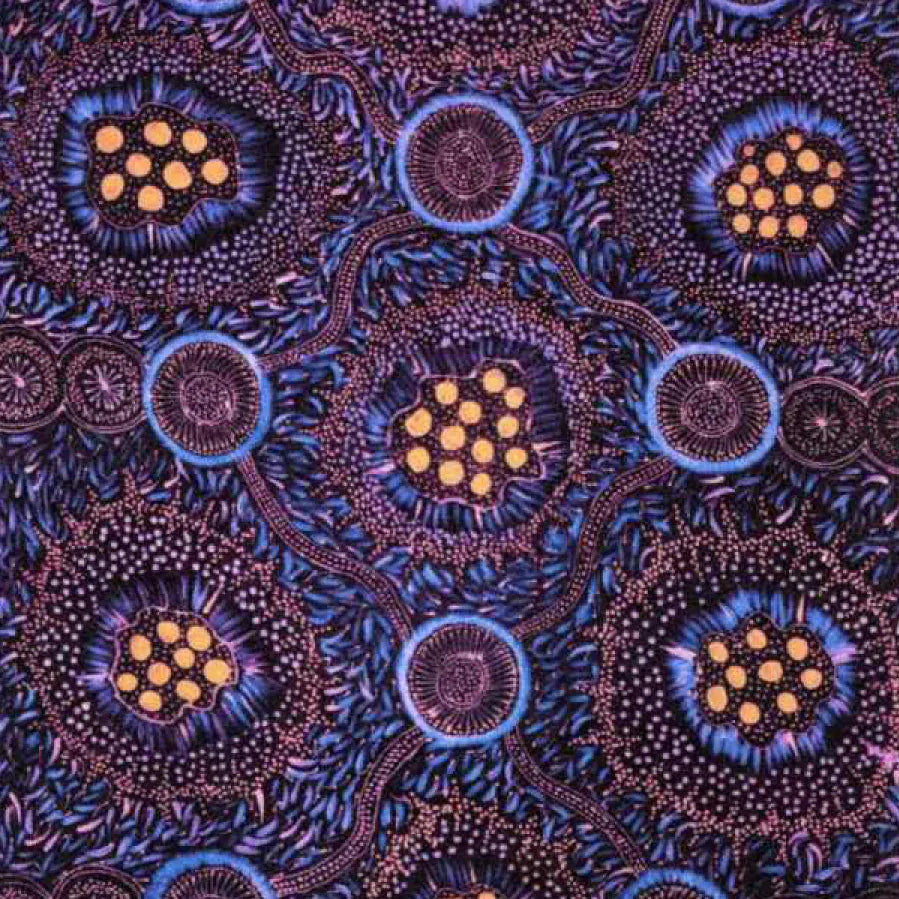 Wild Bush Honey Flowers Eggplant Wild Bush Honey Flowers Eggplant | Australian Aboriginal Cotton Fabric