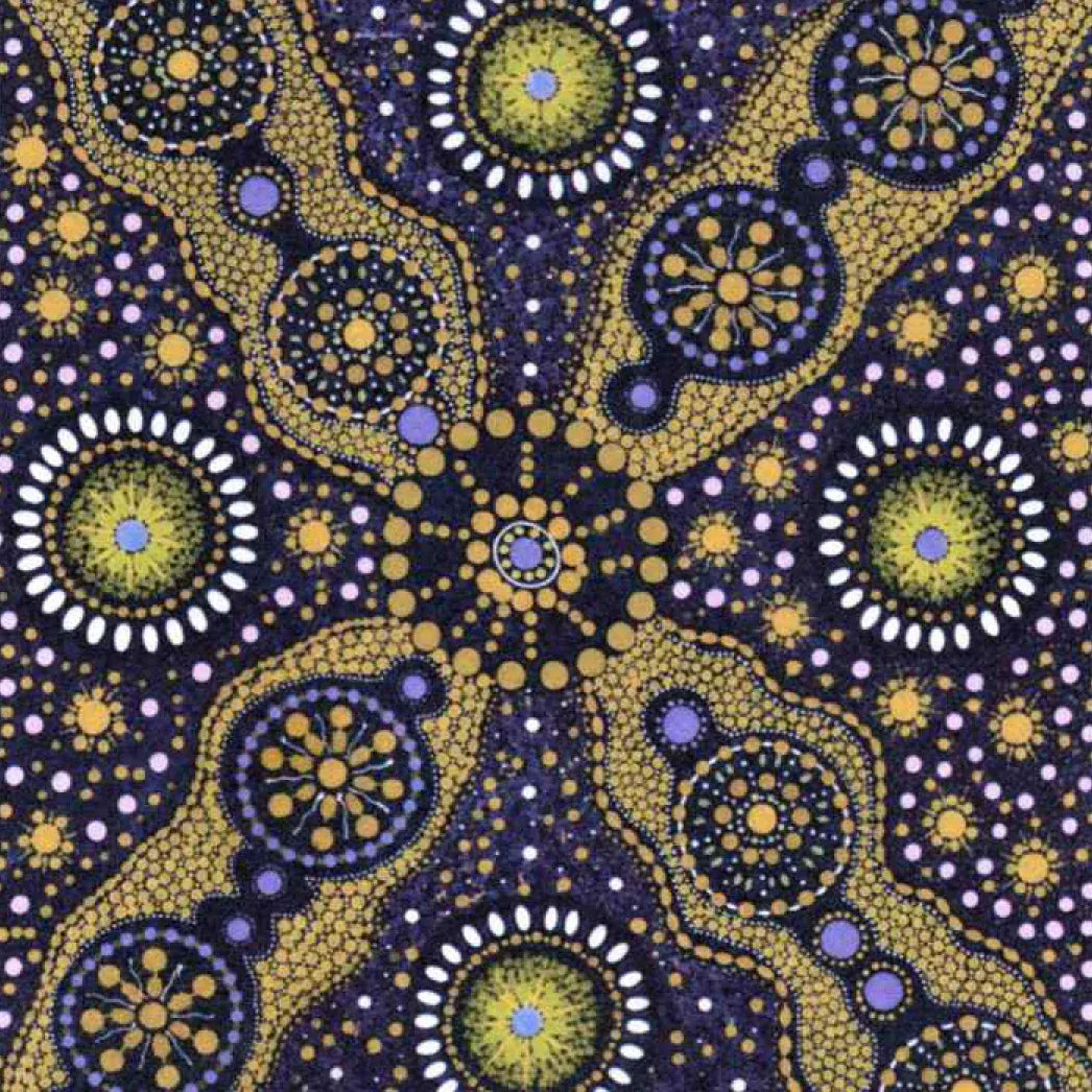 Wild Desert Flowers Gold by Vanessa Inkamala Wild Desert Flowers Gold by Vanessa Inkamala - Aboriginal Fabric
