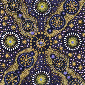 Wild Desert Flowers Gold by Vanessa Inkamala Wild Desert Flowers Gold by Vanessa Inkamala - Aboriginal Fabric
