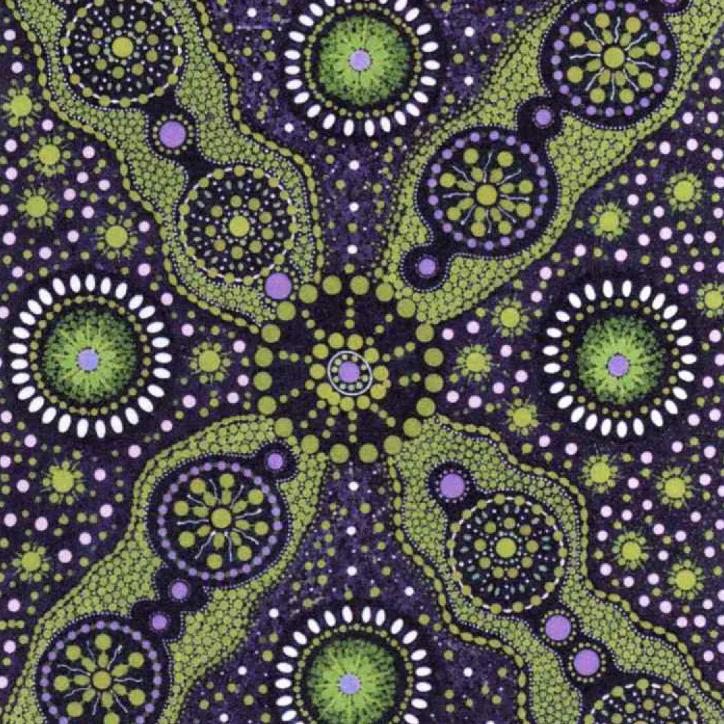 Wild Desert Flowers Kiwi by Vanessa Inkamala Wild Desert Flowers Kiwi by Vanessa Inkamala - Aboriginal Fabric