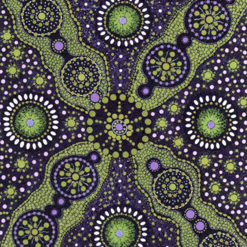 Wild Desert Flowers Kiwi by Vanessa Inkamala Wild Desert Flowers Kiwi by Vanessa Inkamala - Aboriginal Fabric