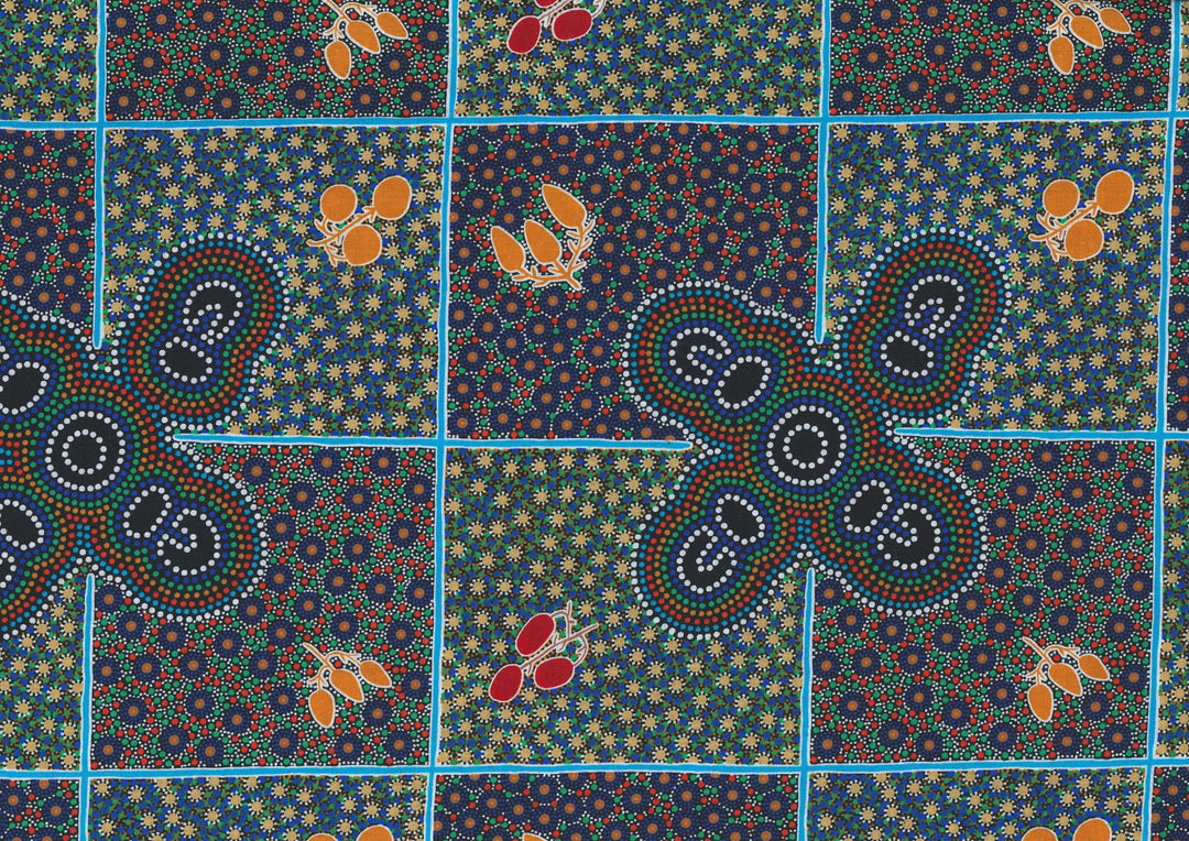 Women Gathering Bush Tucker Blue by Margaret Wallace