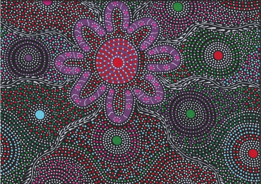 Aboriginal dot painting with flower design