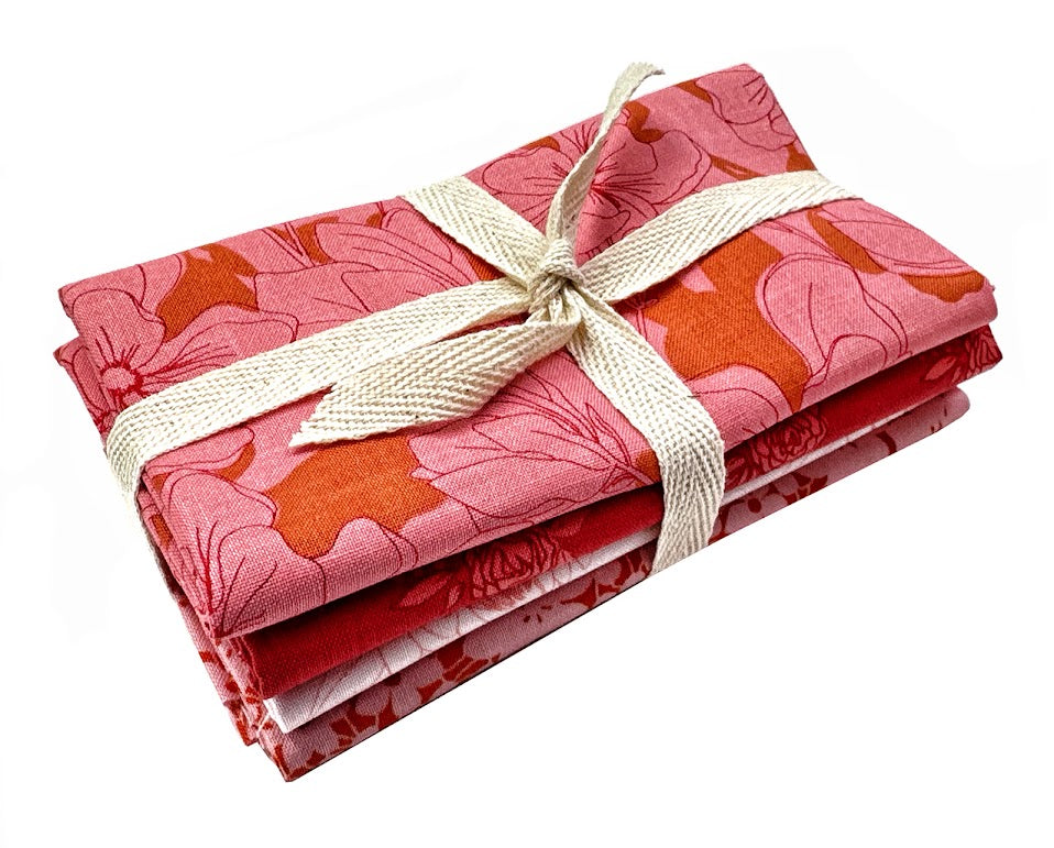 Color Me Whispered Fat Quarter Bundle- Coral Red (4 pcs)