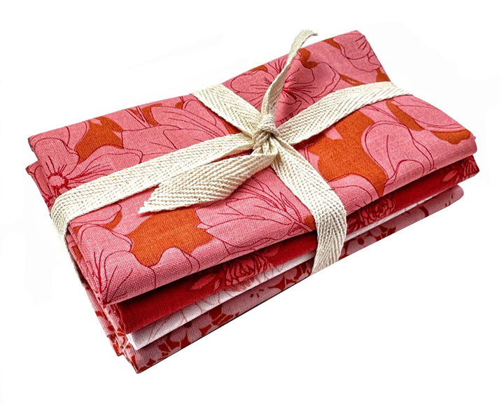 Color Me Whispered Fat Quarter Bundle- Coral Red (4 pcs)